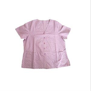 Vintage Handmade Purple Floral Short Sleeve Button Up Blouse